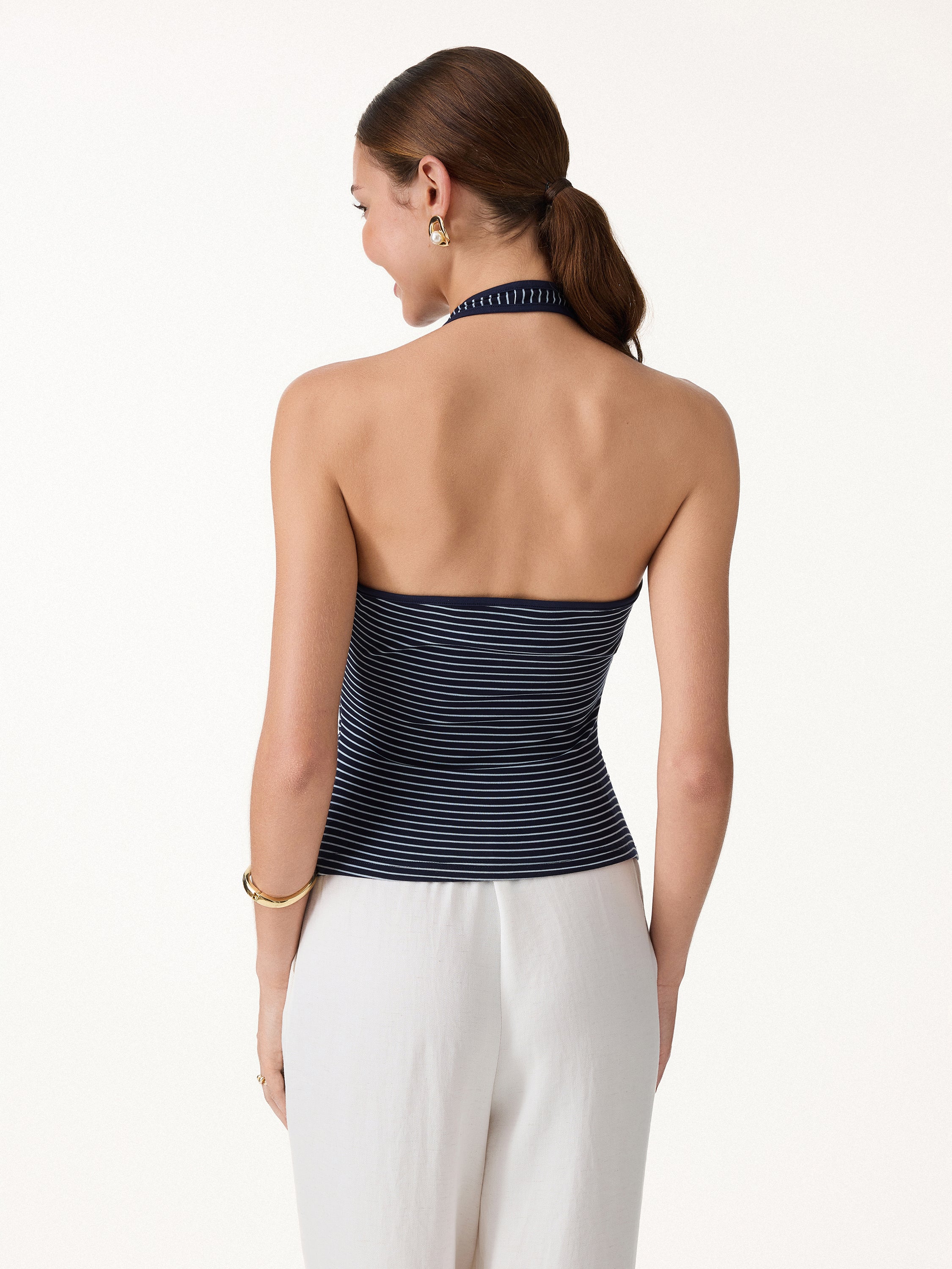 Striped Halter Neck Tank Top - Image 2