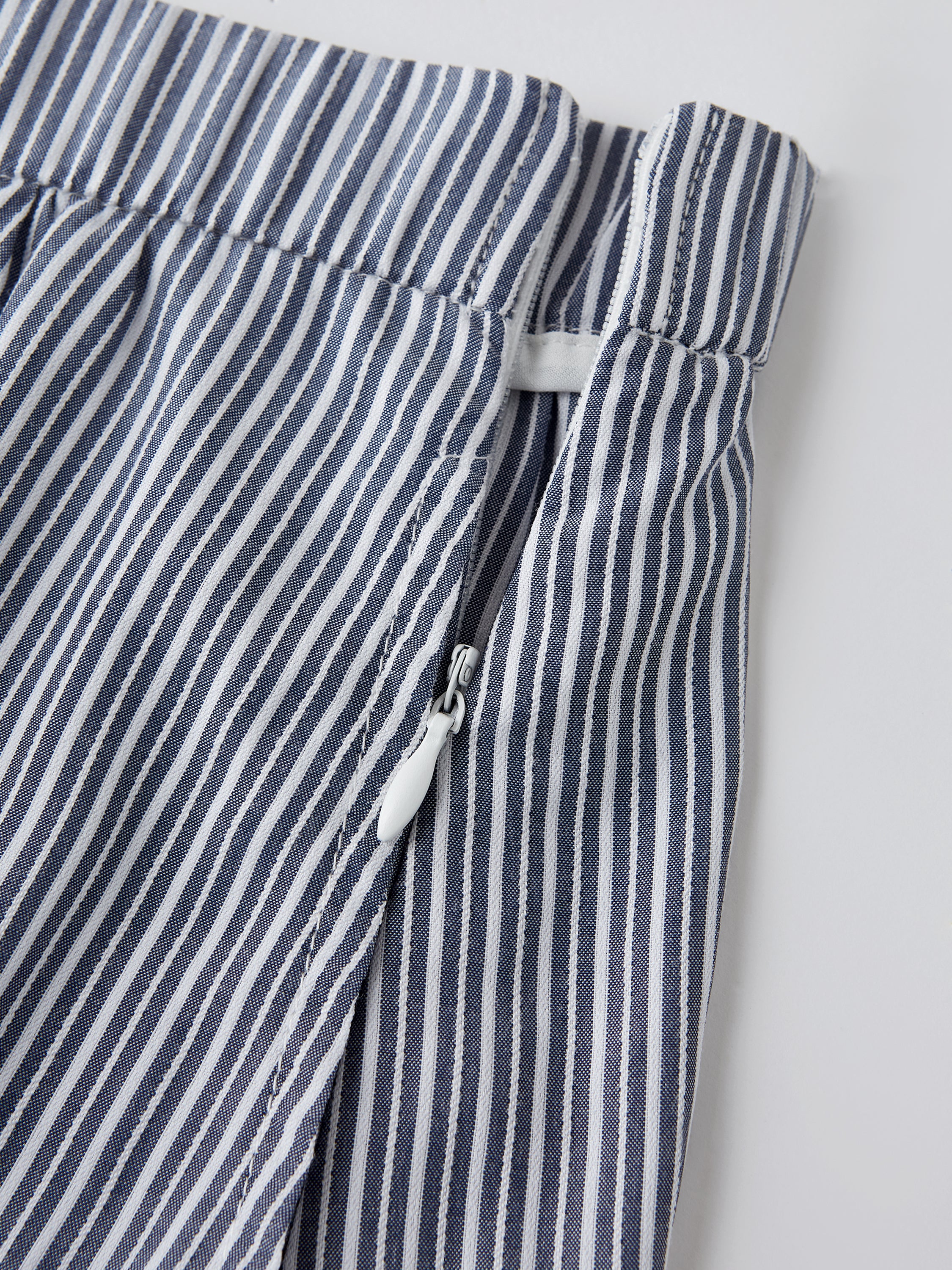 Striped Poplin High Rise Umbrella Midi Skirt with Pockets - Image 6