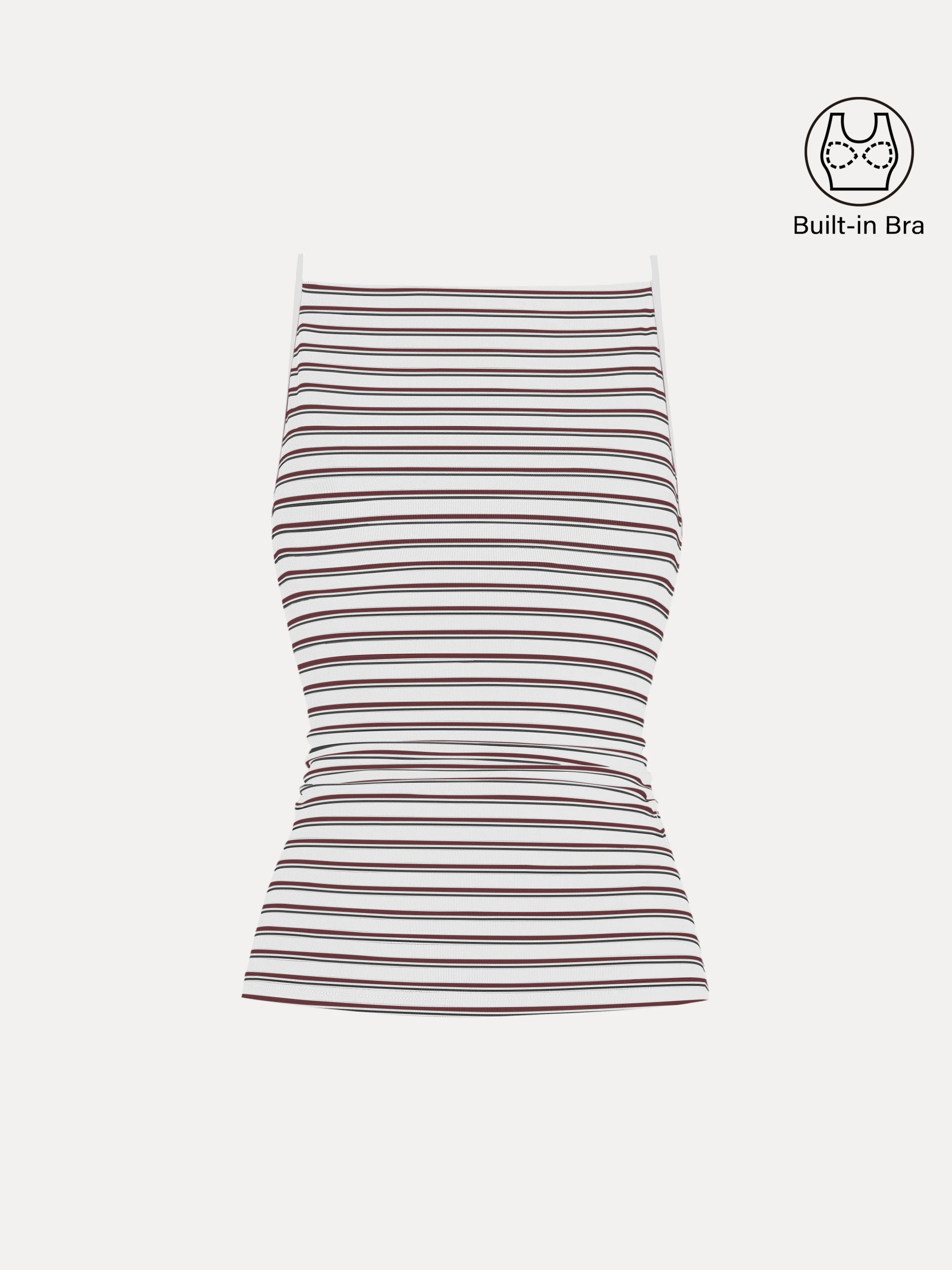 Striped Side Ruched Spaghetti New Airy Bra Tank - Image 10