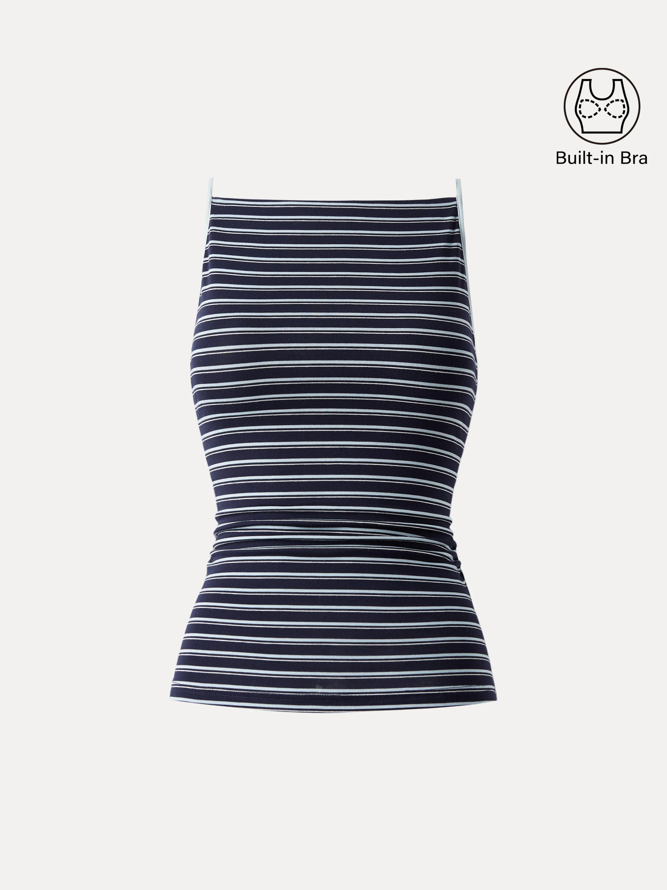 Striped Side Ruched Spaghetti New Airy Bra Tank - Image 7
