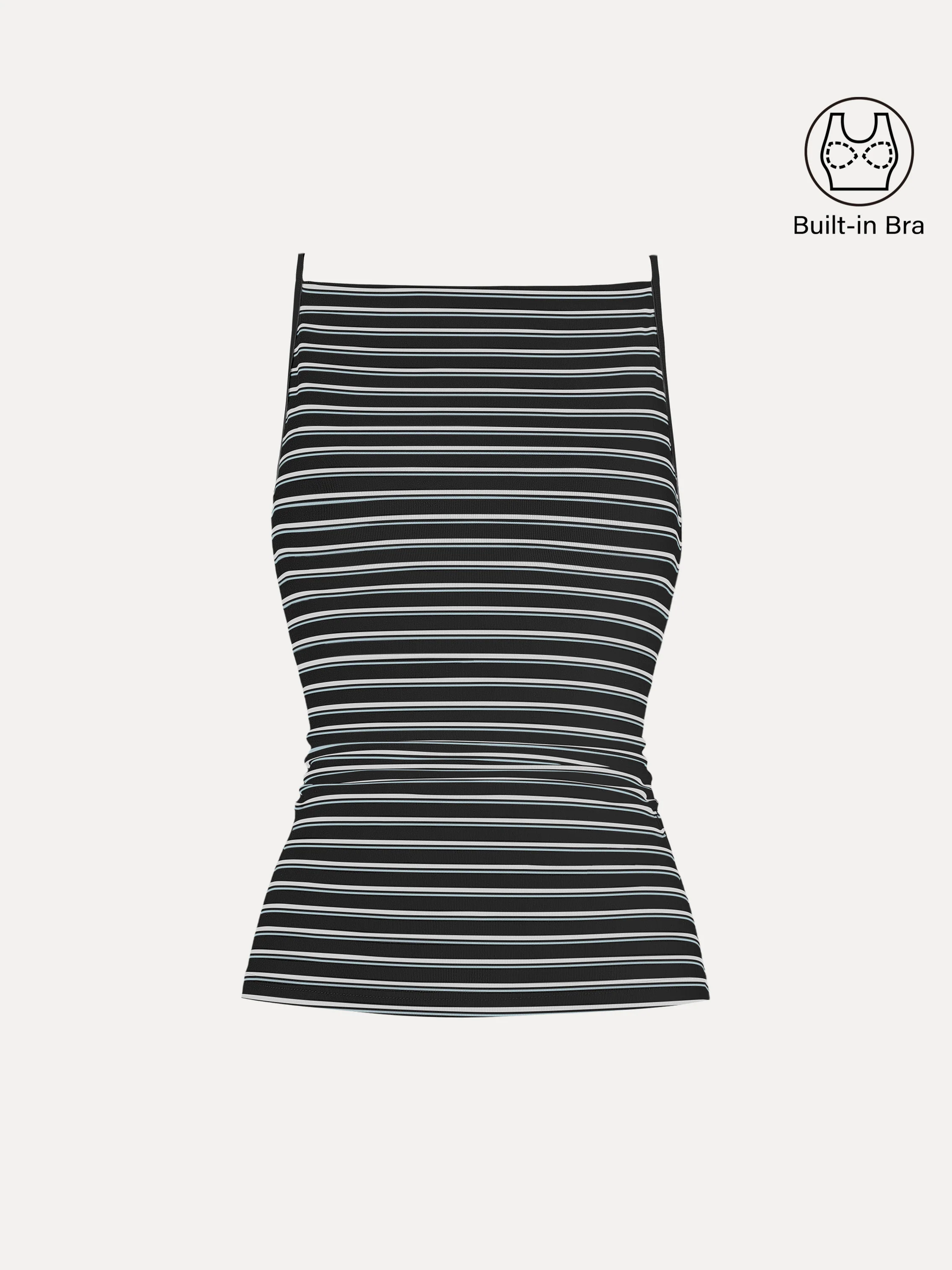 Striped Side Ruched Spaghetti New Airy Bra Tank - Image 8