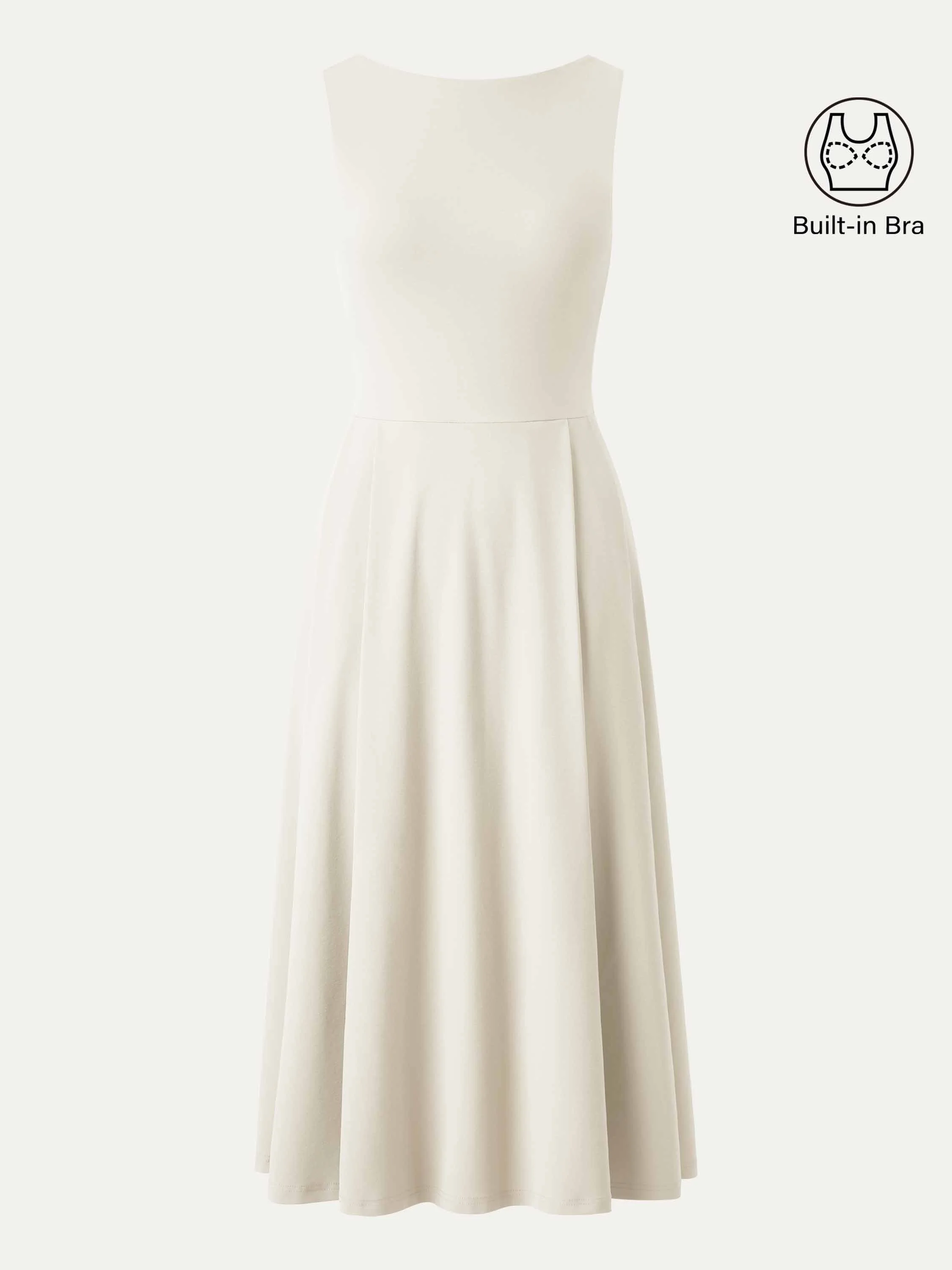 Boatneck Bamboo Ponte Bra Midi Dress with Pockets - Image 10