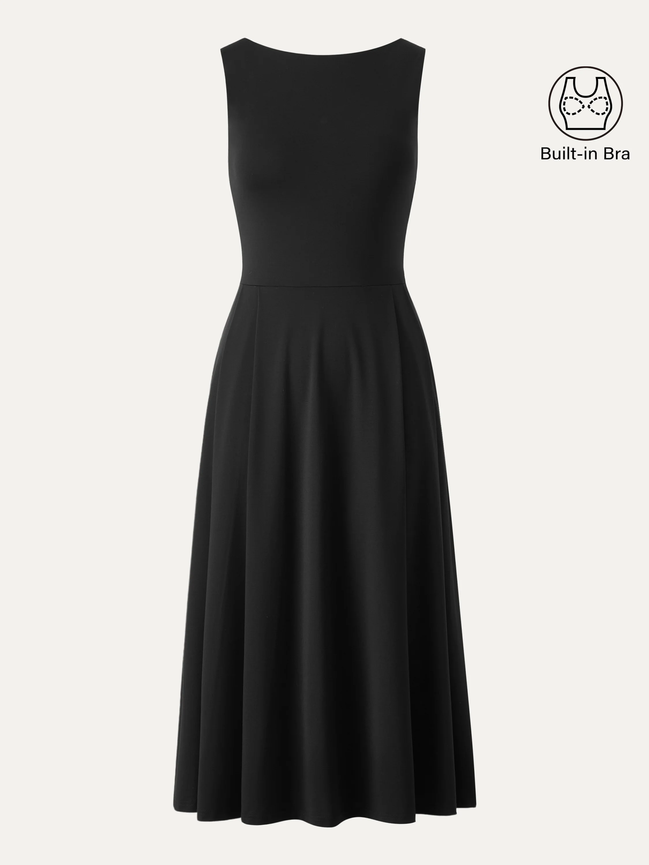 Boatneck Bamboo Ponte Bra Midi Dress with Pockets - Image 6