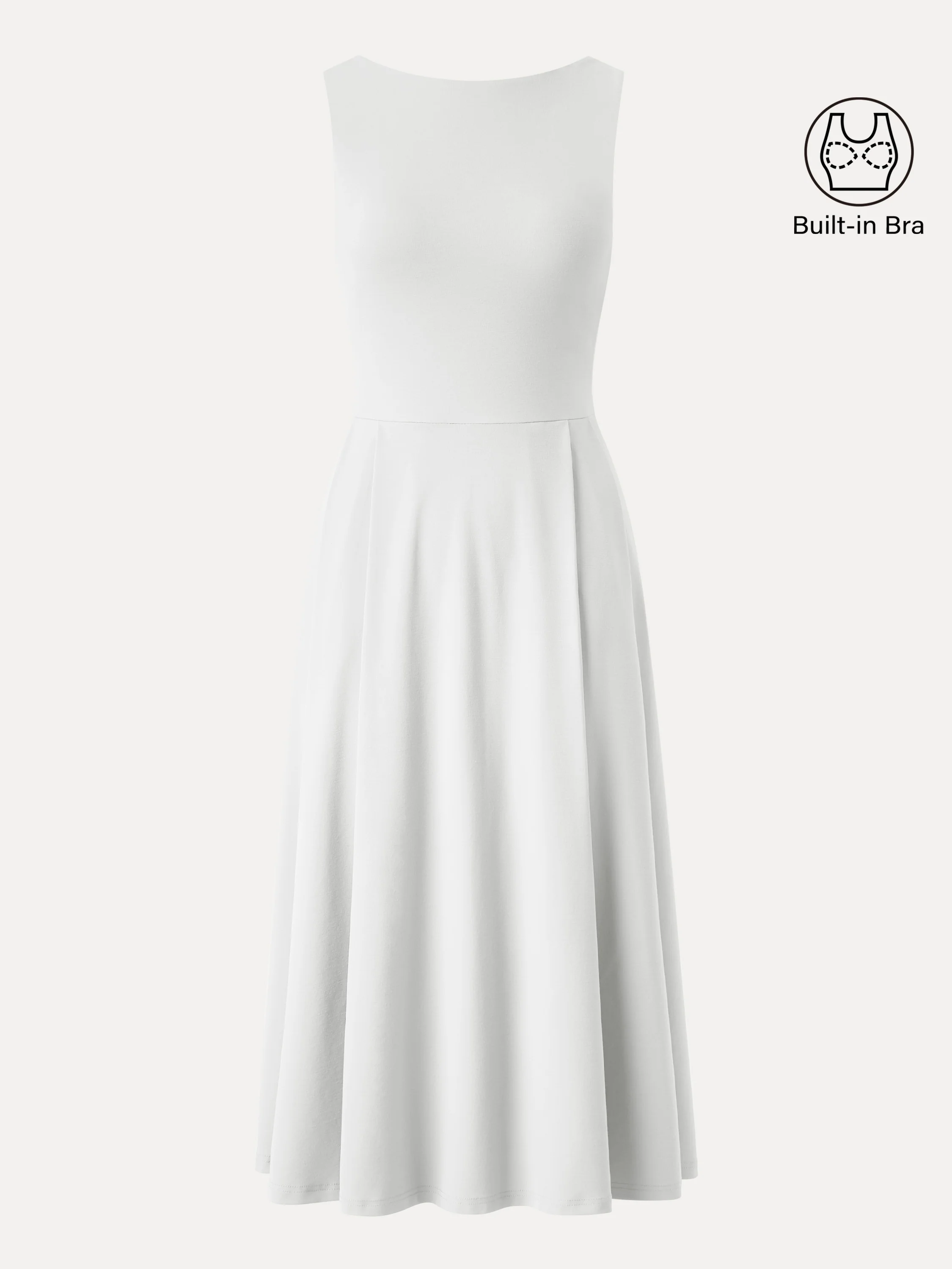 Boatneck Bamboo Ponte Bra Midi Dress with Pockets - Image 7