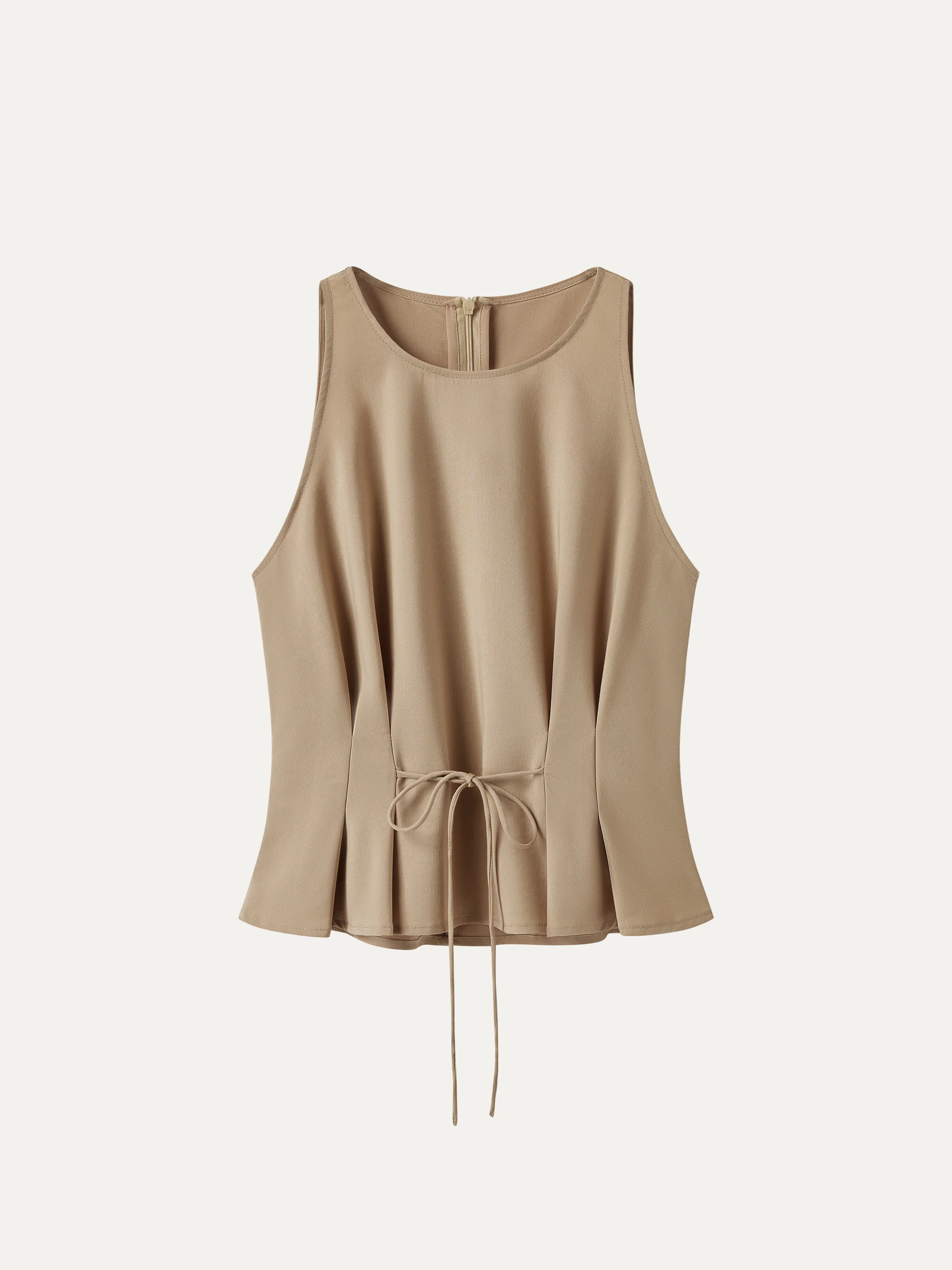 Summer Linen Pleated Self-Tie Top - Image 6