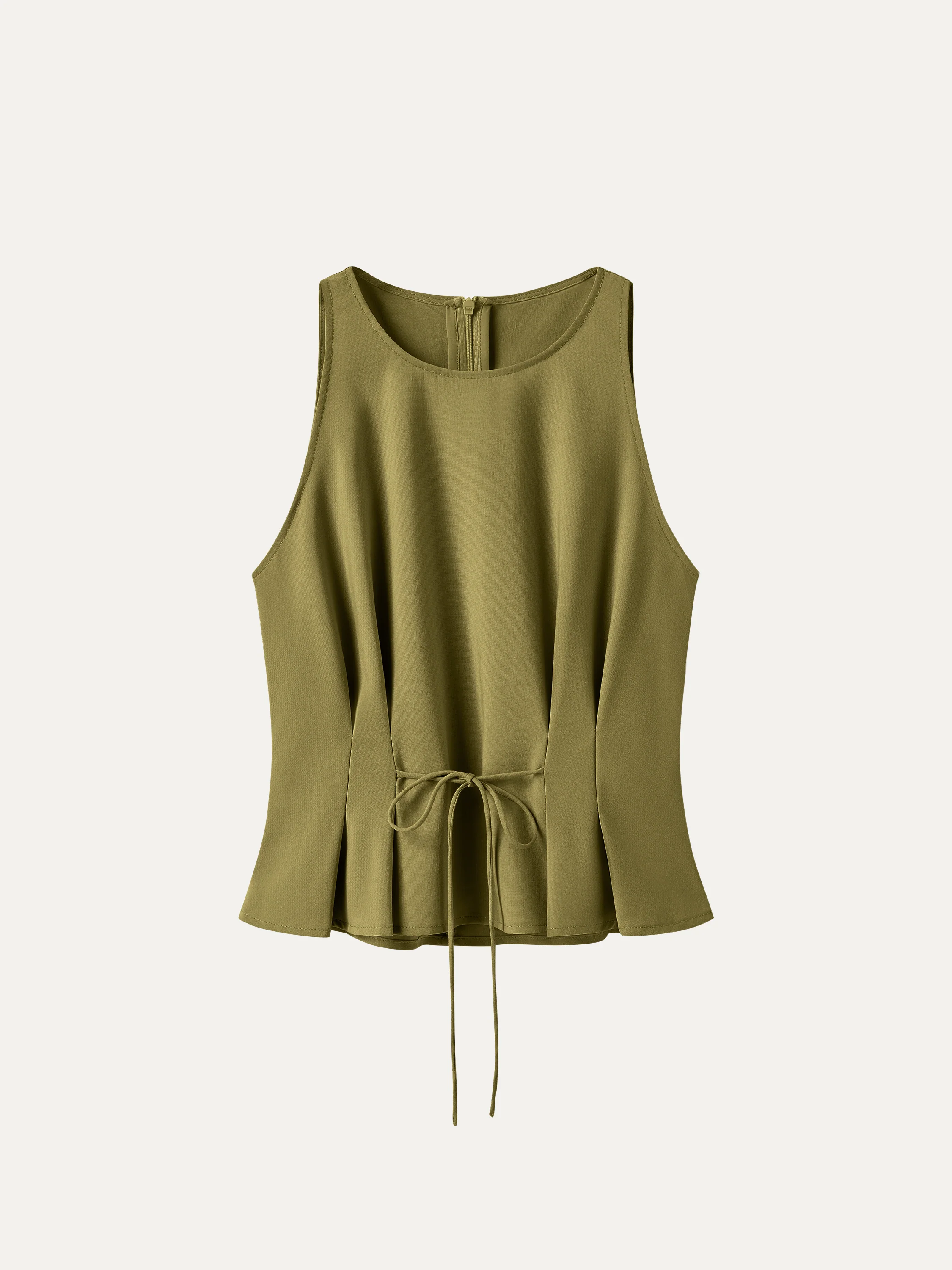 Summer Linen Pleated Self-Tie Top - Image 7