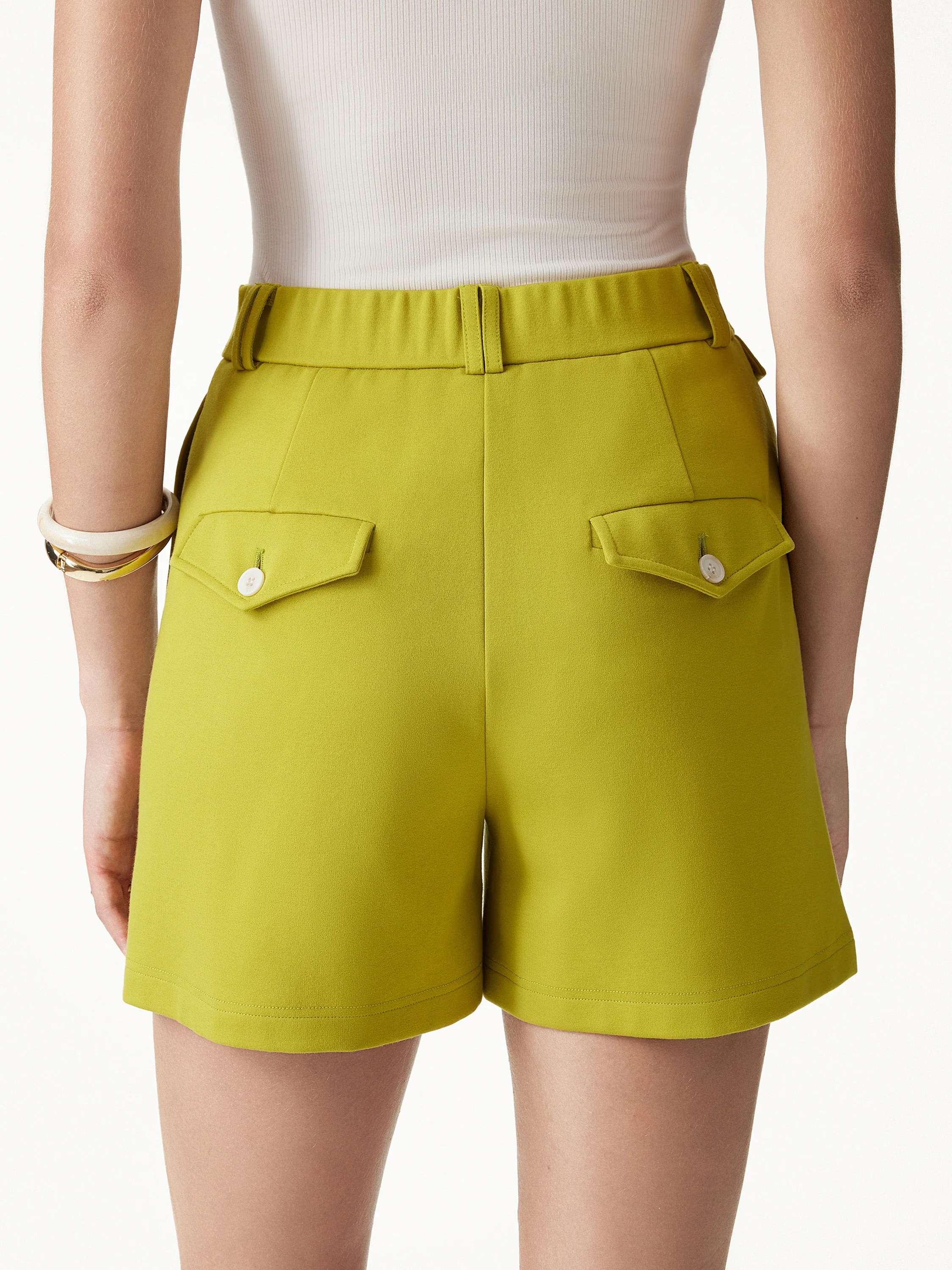 Summer Ponte High Rise Shorts with Pockets - Image 4