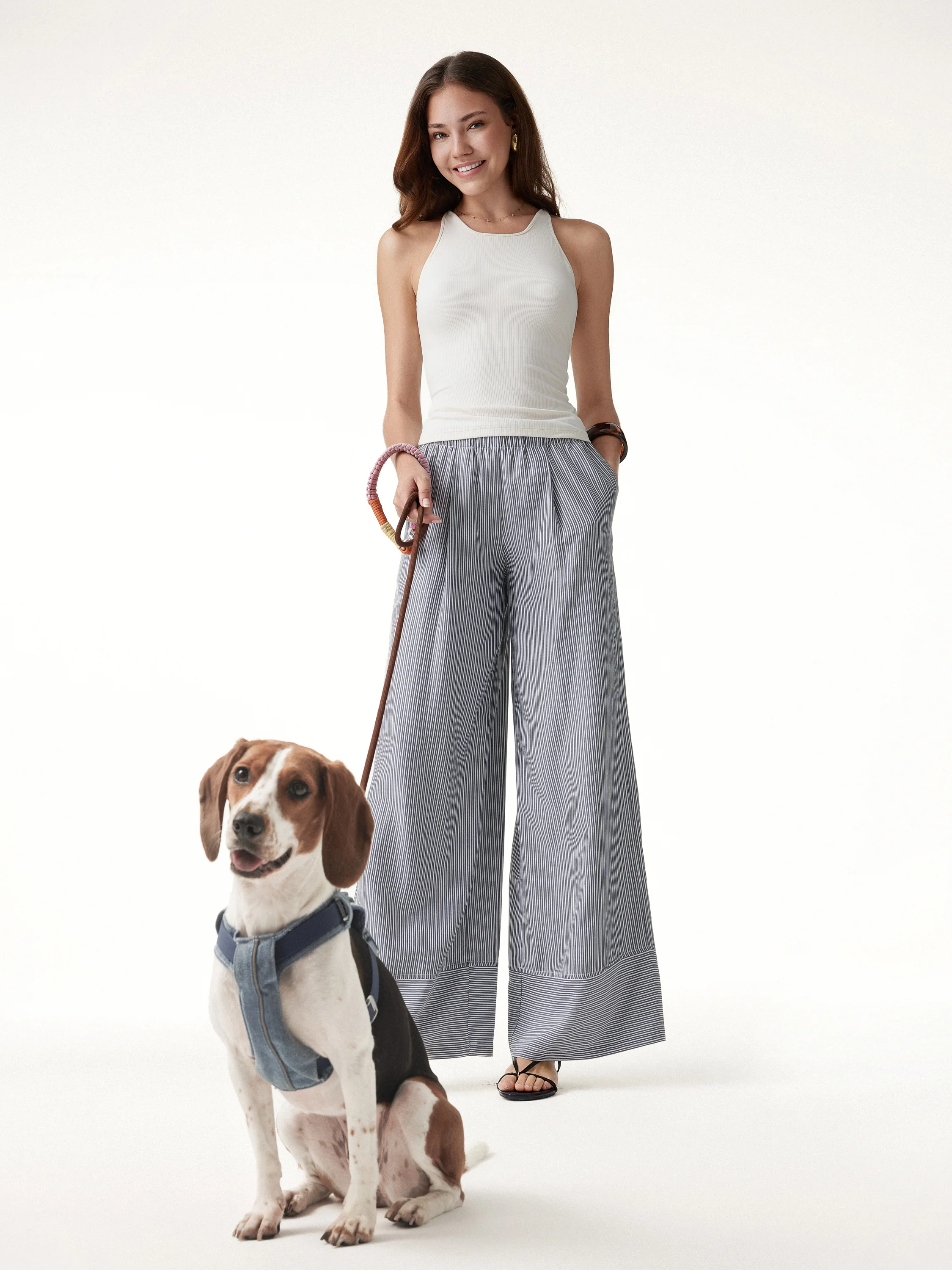 Summer Poplin High-Rise Wide Leg Pants with Pockets - Image 3