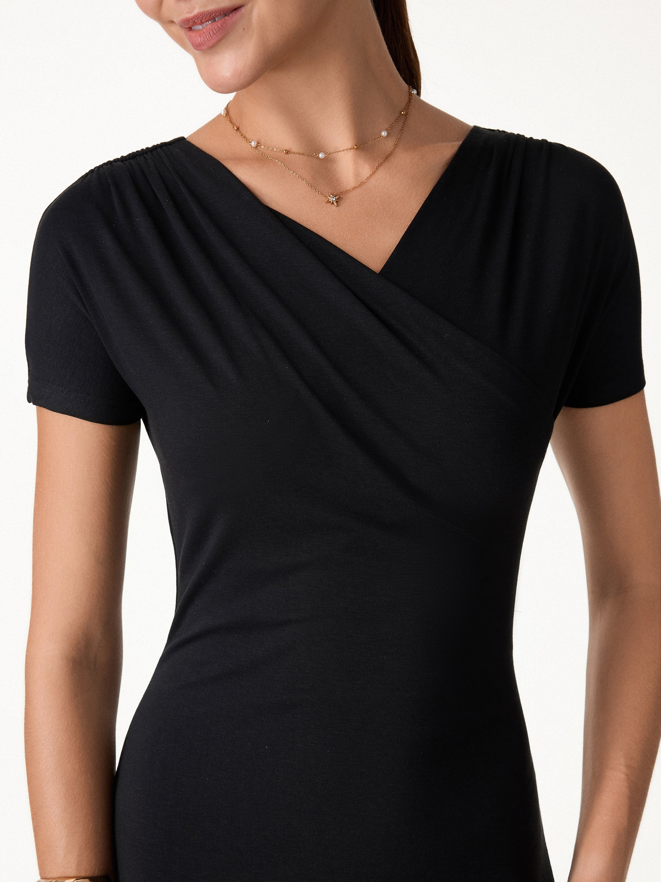 Surplice Short Sleeve Midi Dress - Image 6