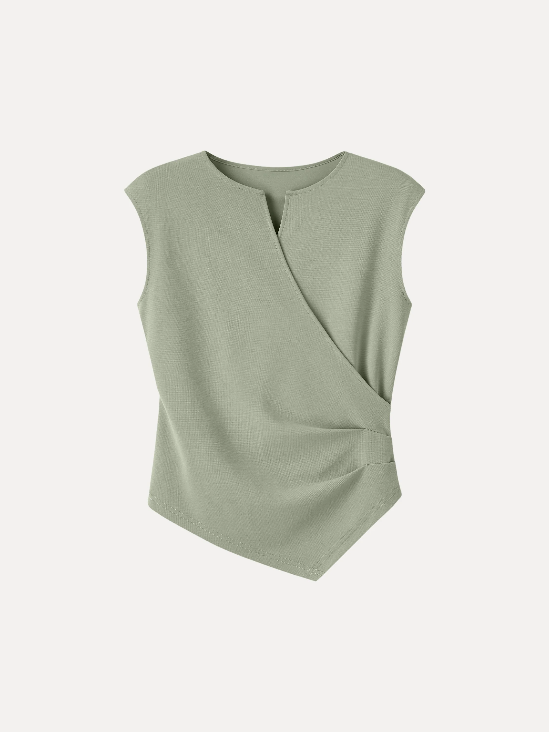 Surplice Wide Shoulder Tucked Angled Tank Top - Image 6