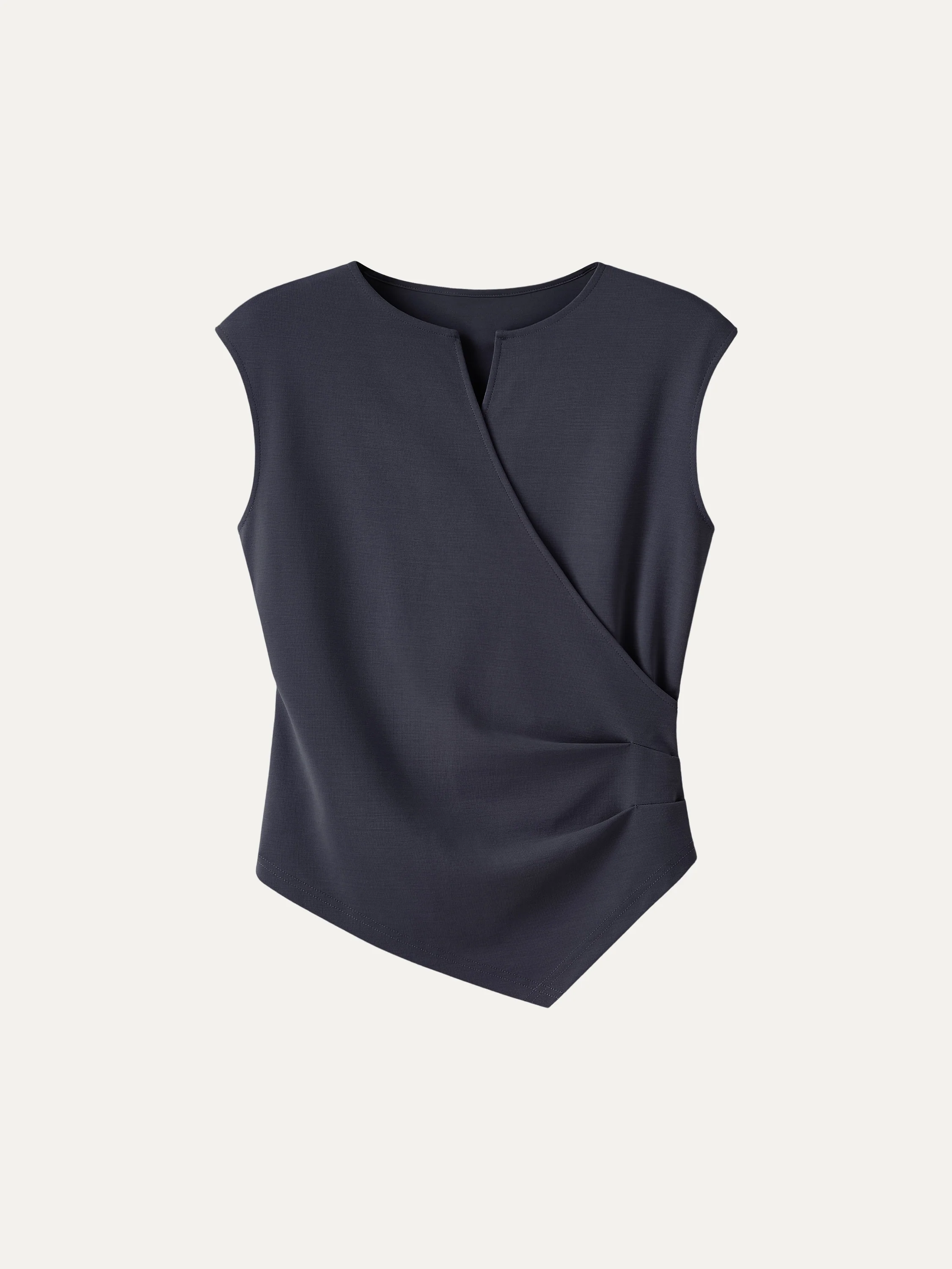 Surplice Wide Shoulder Tucked Angled Tank Top - Image 8