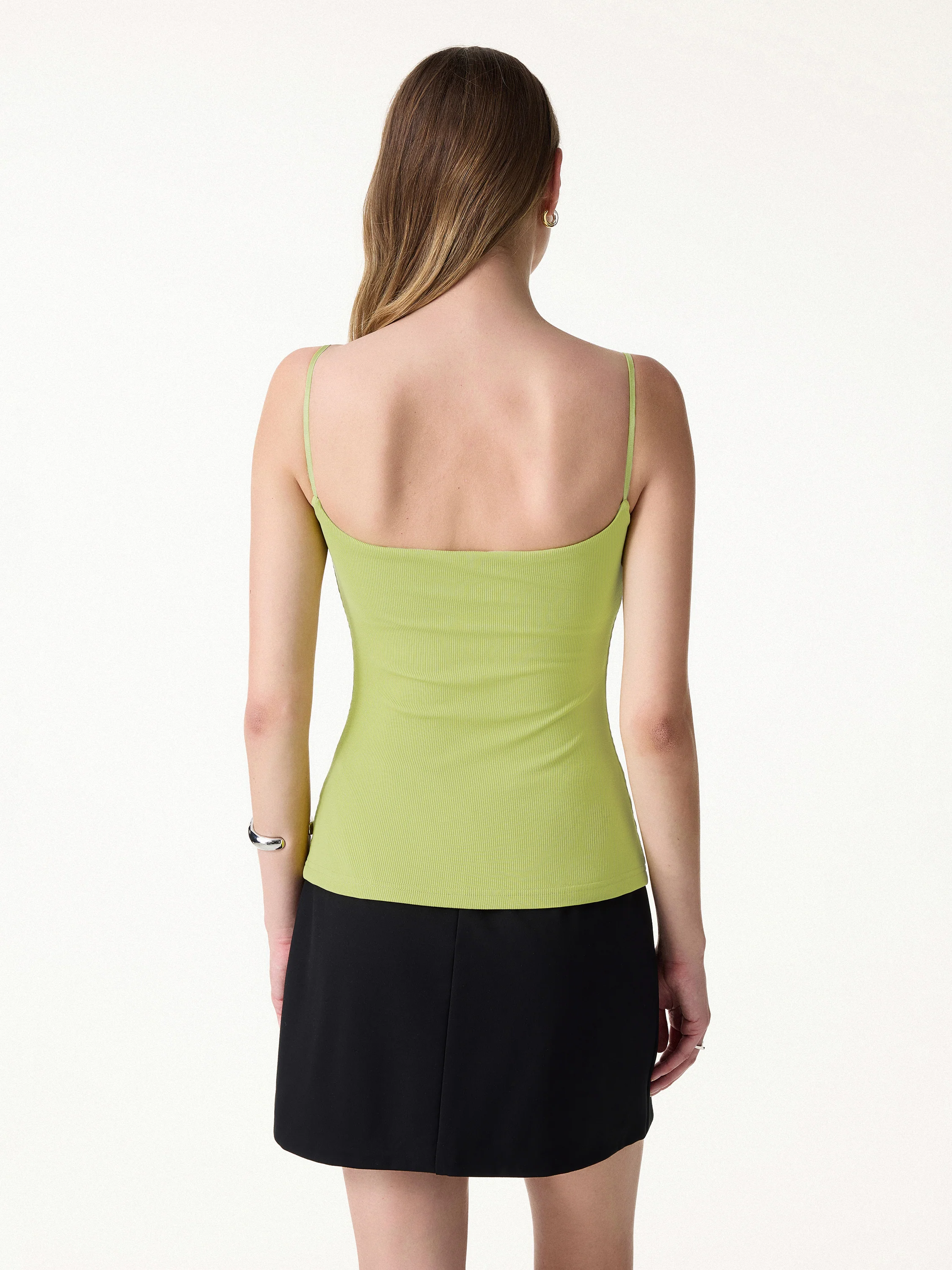 Sweat-Wicking Square Neck Stretchy Spaghetti Bra Tank - Image 2