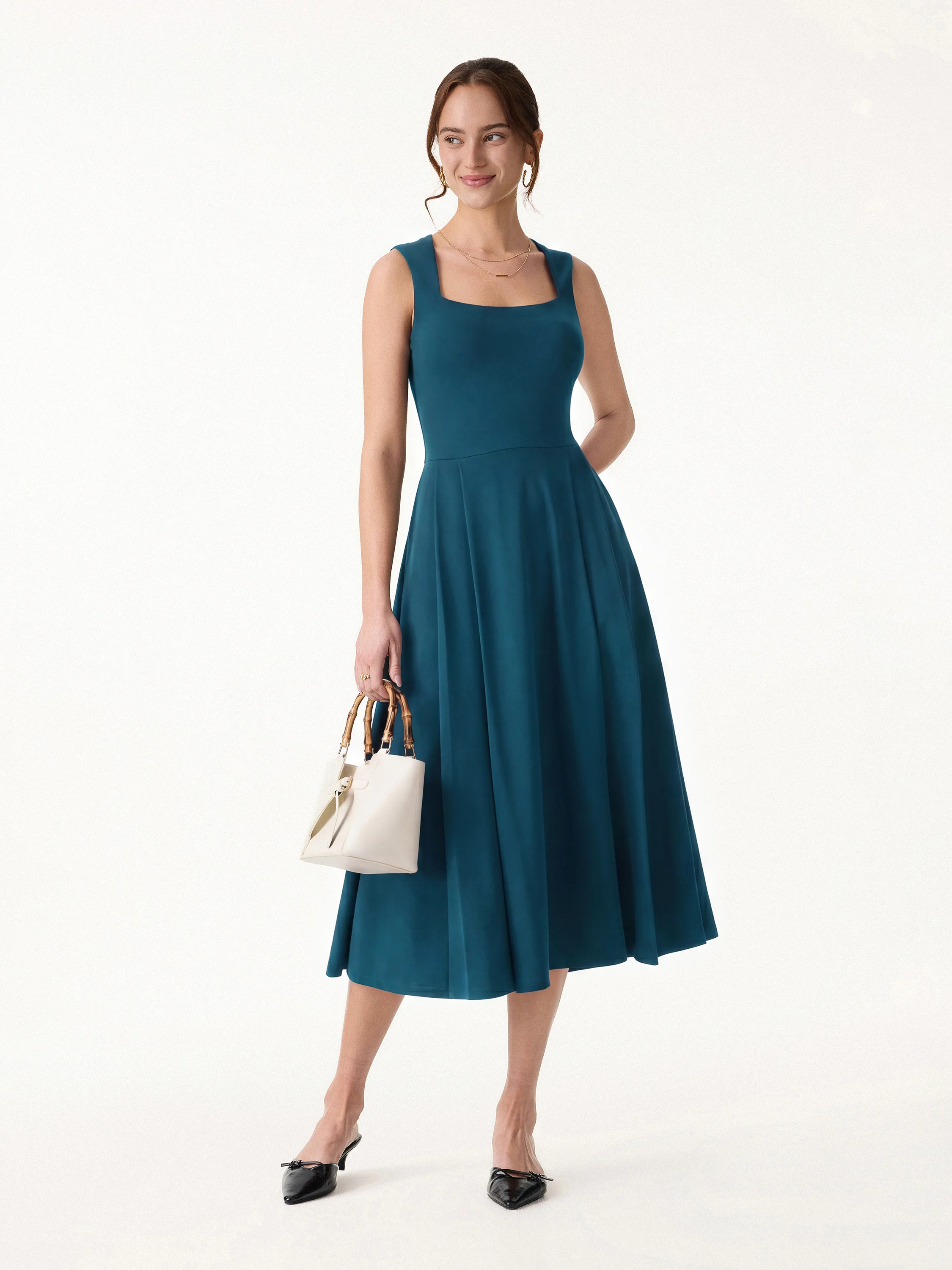 The Anytime Little Black Bra Dress with Pockets - Image 11