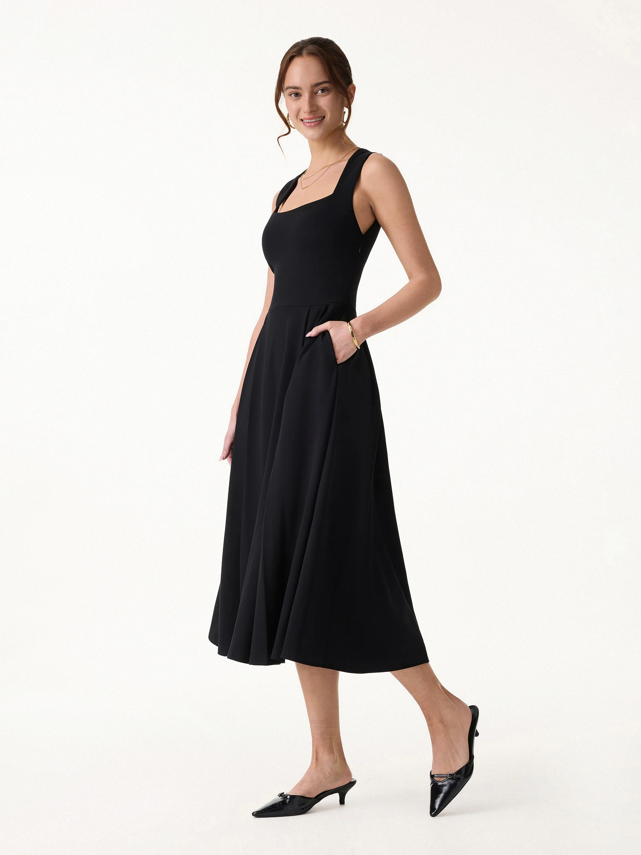 The Anytime Little Black Bra Dress with Pockets - Image 2