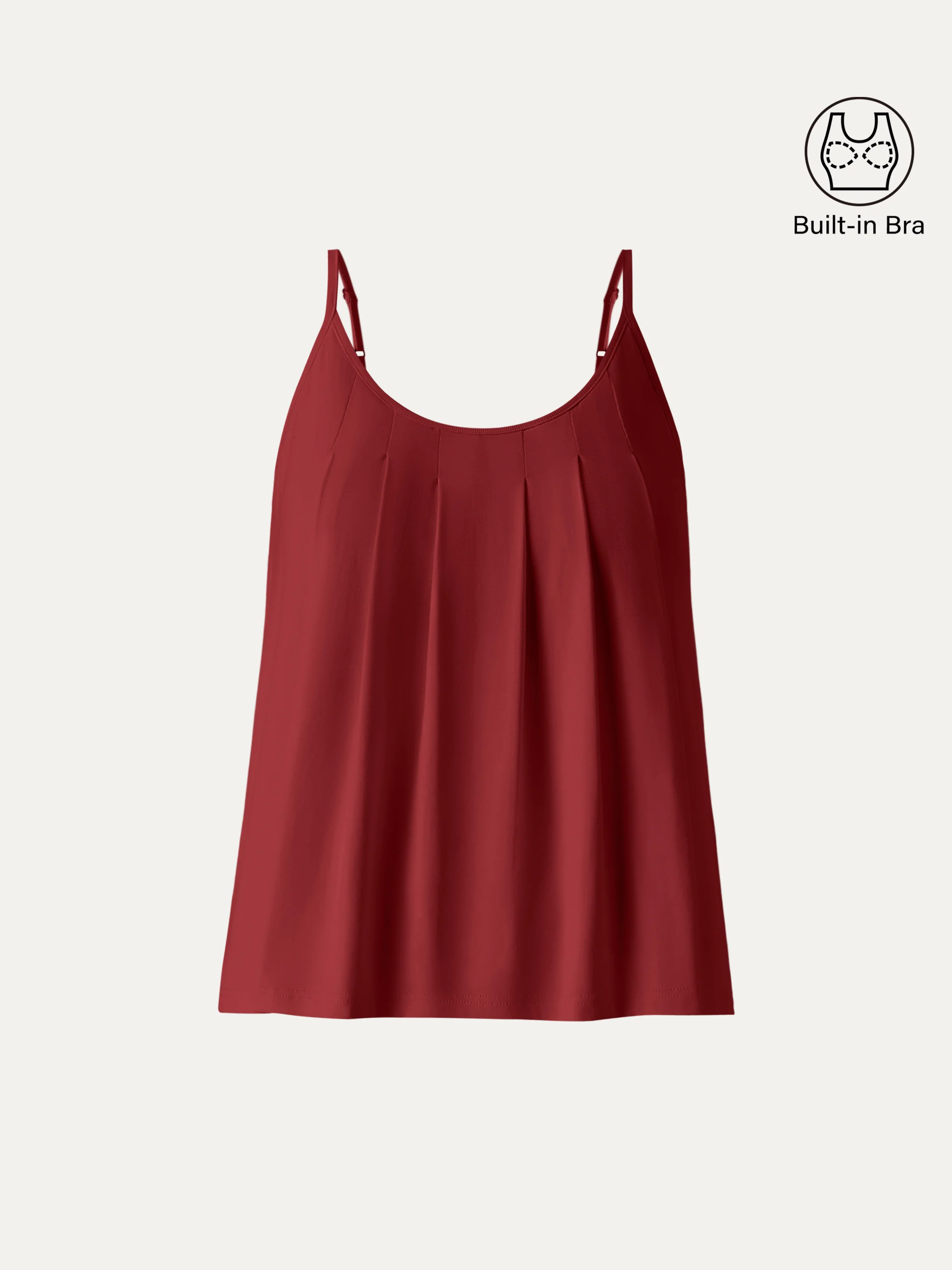U-Neck Pleated Spaghetti Bra Tank - Image 12