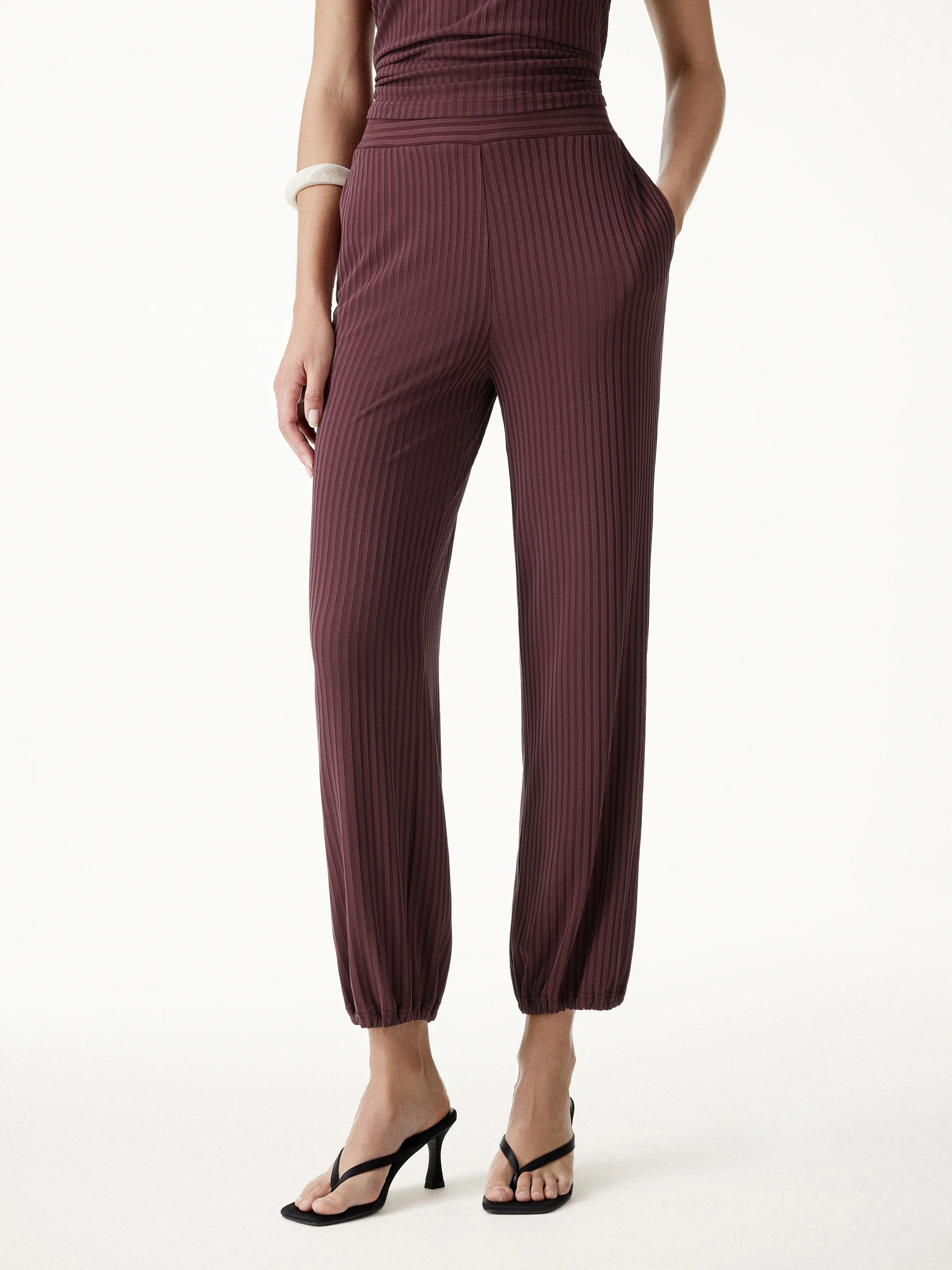 Wrinkle-Free Ultra-soft Mid-Rise Cropped Lounge Pants with Pockets