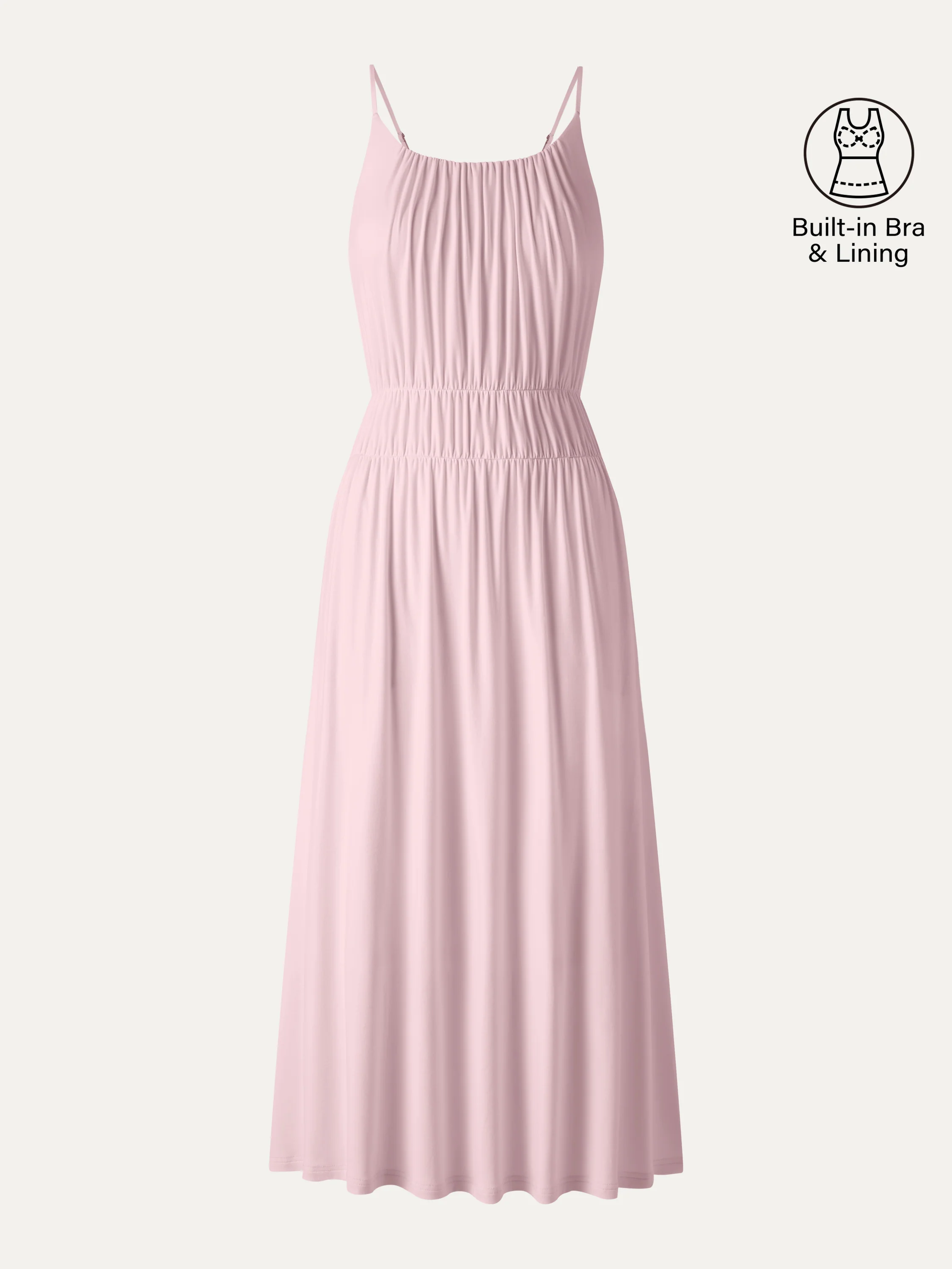 Vacay Gathered U-Neck Spaghetti Midi Bra Dress with Pockets - Image 8