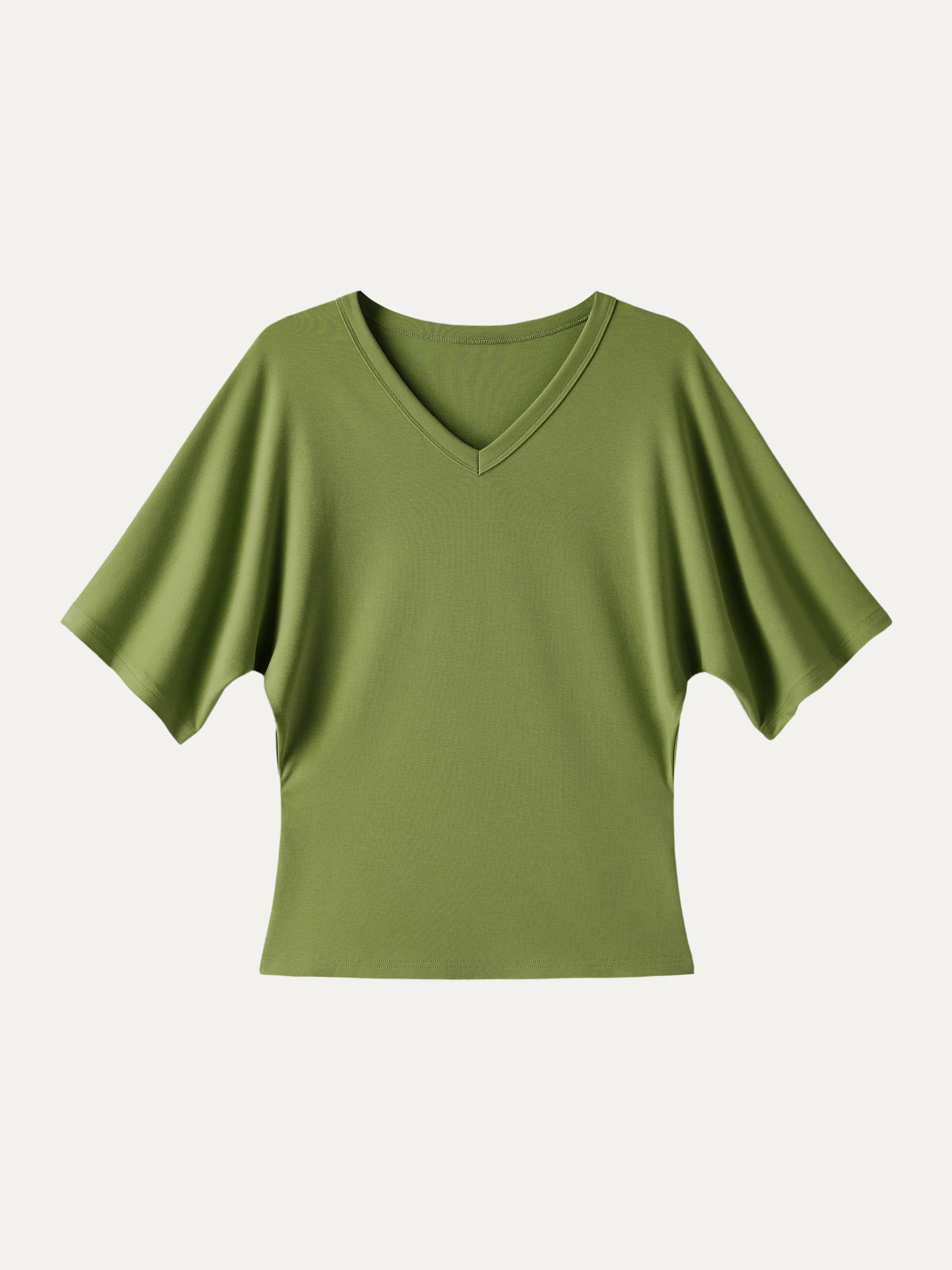 Viscose Cotton V-Neck Waist-Defining Summer Tee - Image 8
