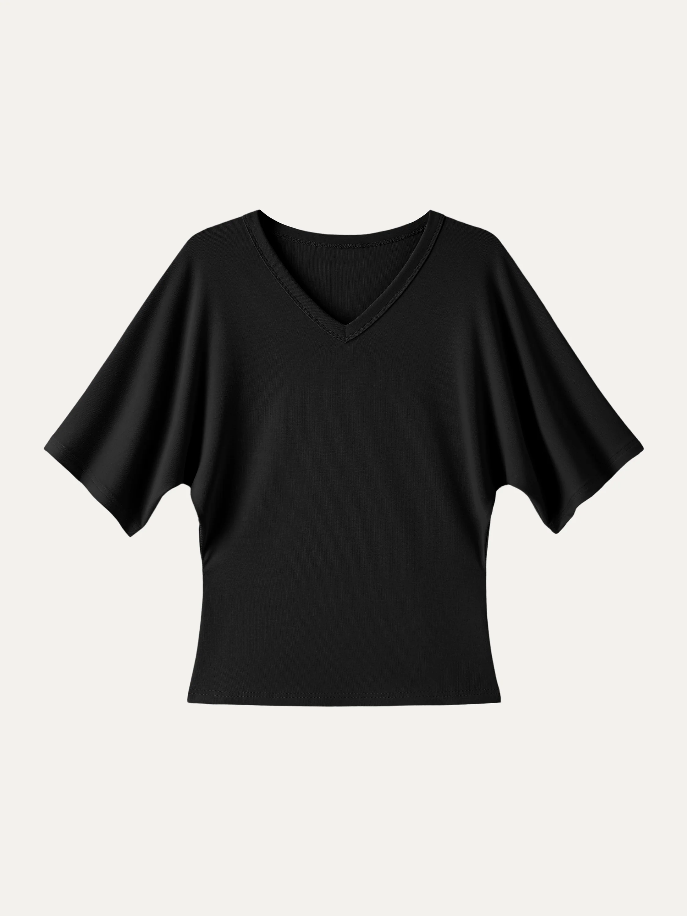 Viscose Cotton V-Neck Waist-Defining Summer Tee - Image 9