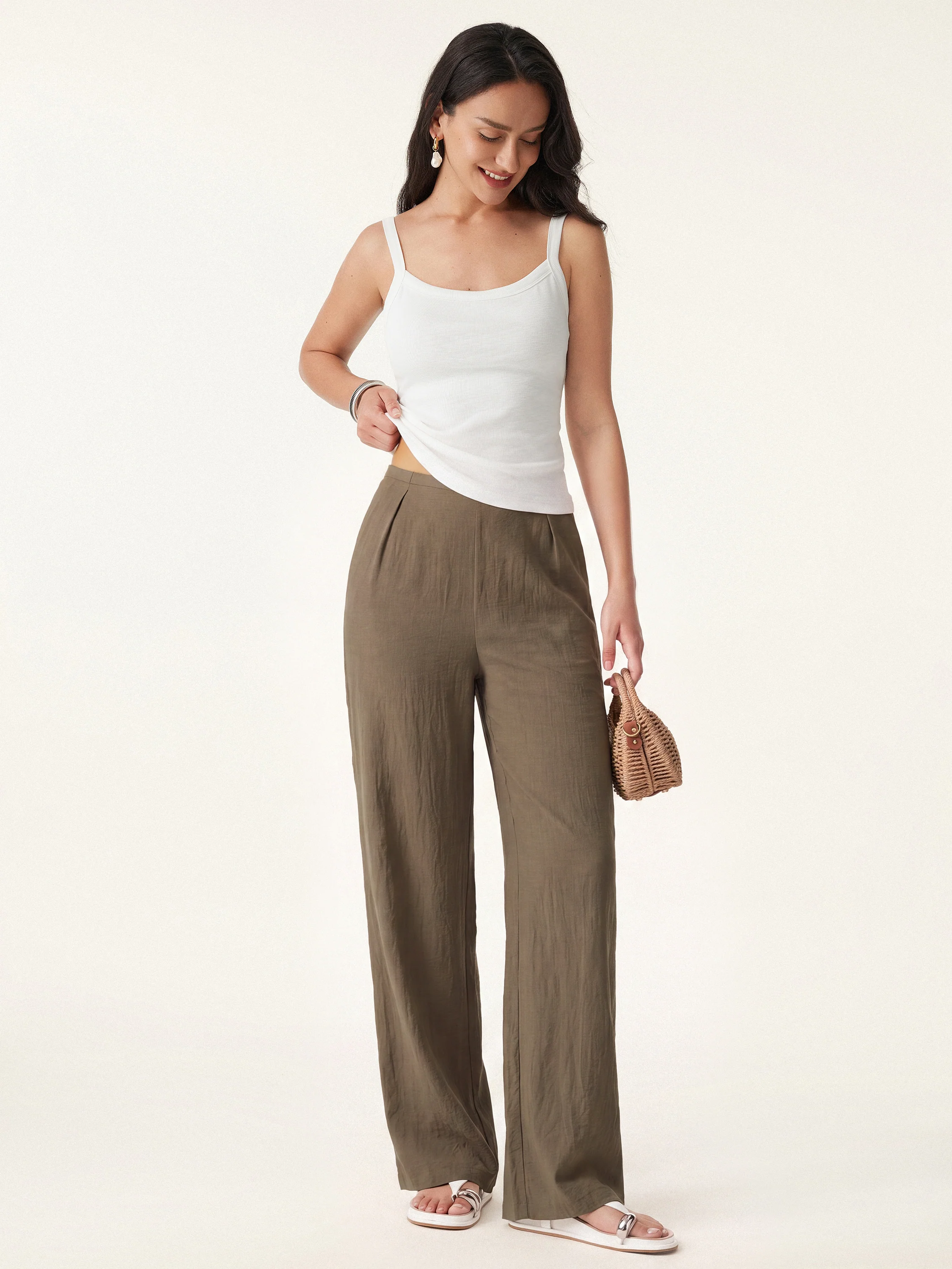 Breathable Cotton-linen Mid Rise Straight Leg Pant - Image 2