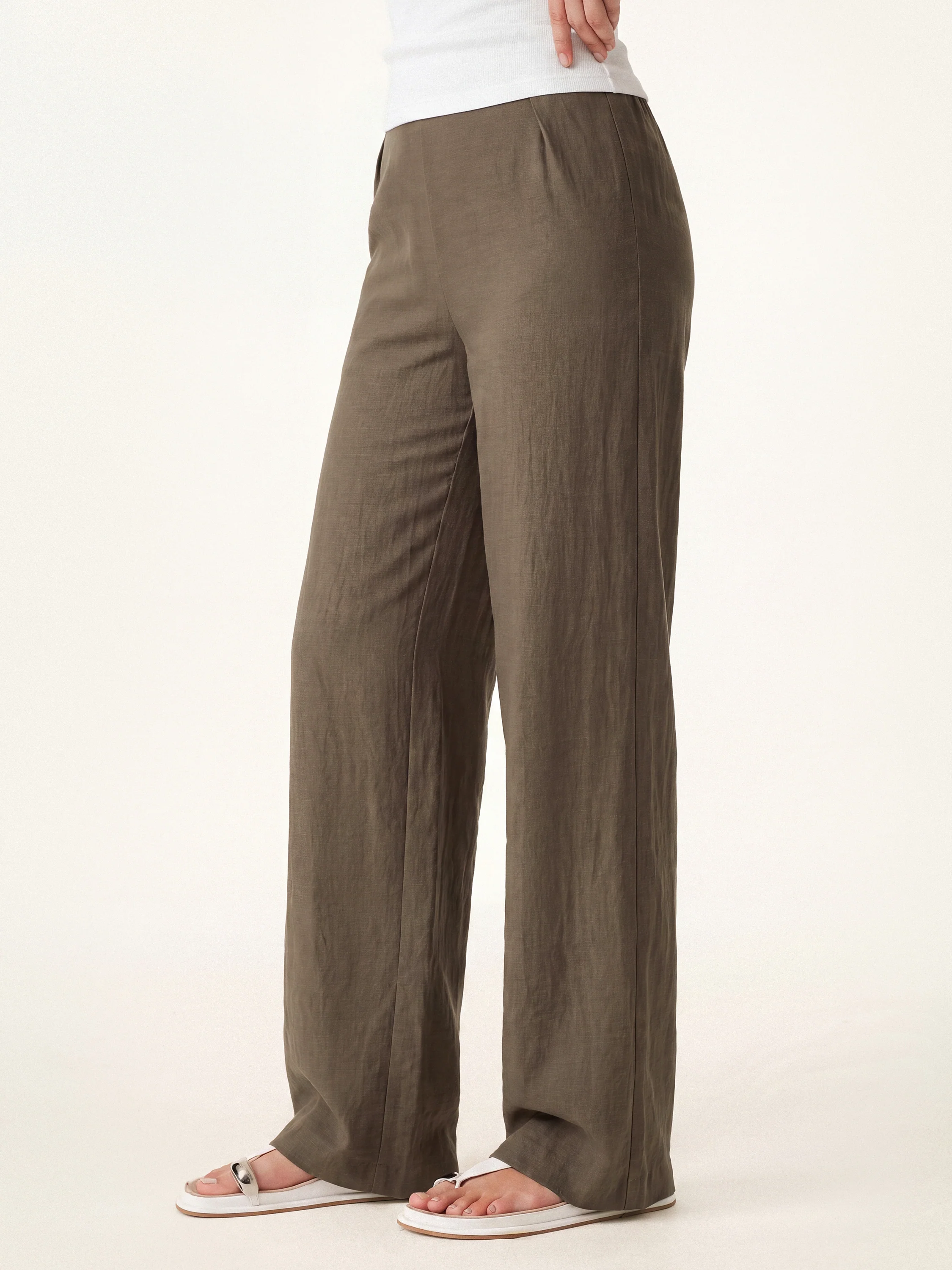 Breathable Cotton-linen Mid Rise Straight Leg Pant - Image 3