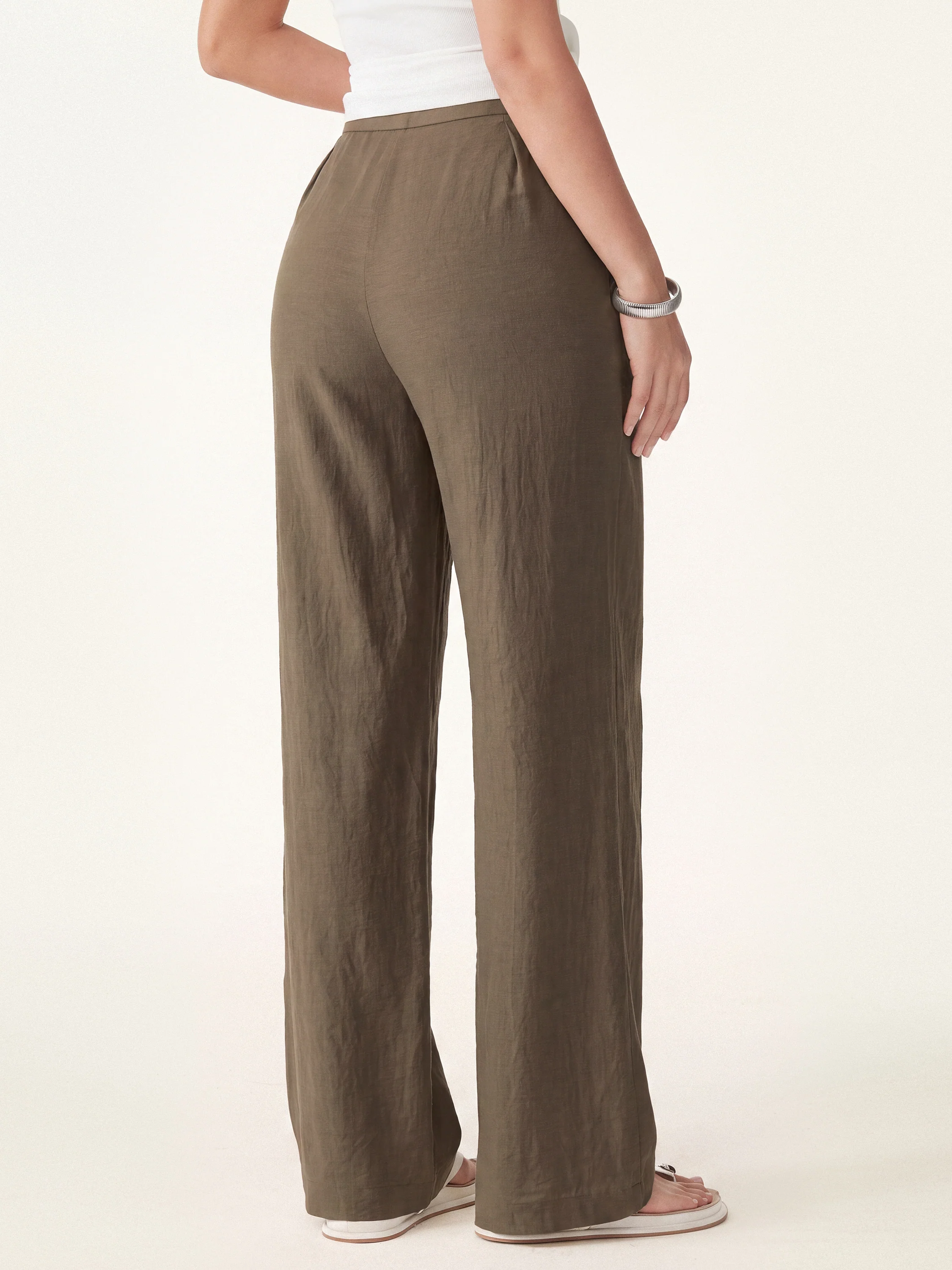 Breathable Cotton-linen Mid Rise Straight Leg Pant - Image 4