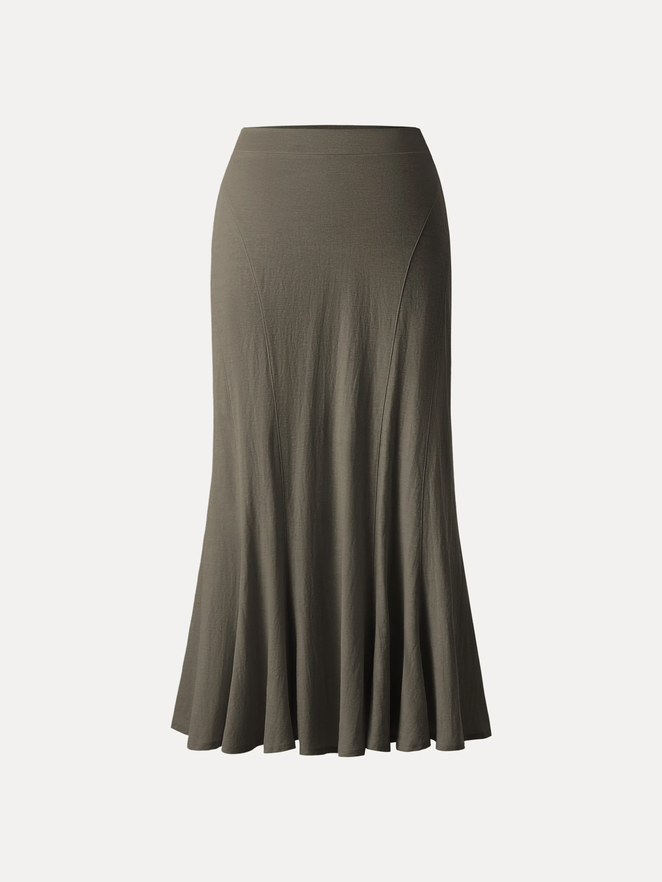 Wrinkle-resistant Cotton-linen Pull-on Midi Skirt - Image 10