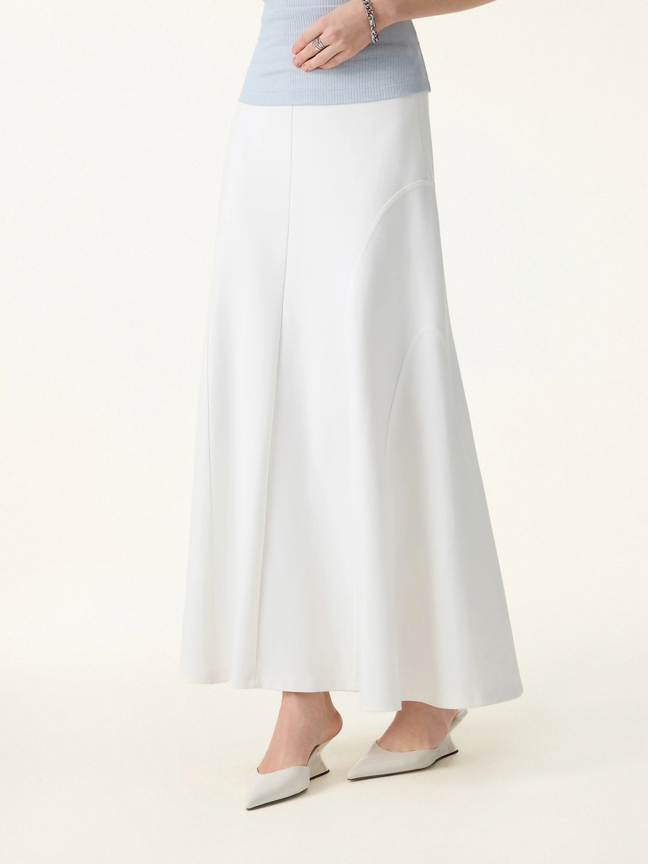 Wrinkle-Resistant A-Line Flared Maxi Skirt