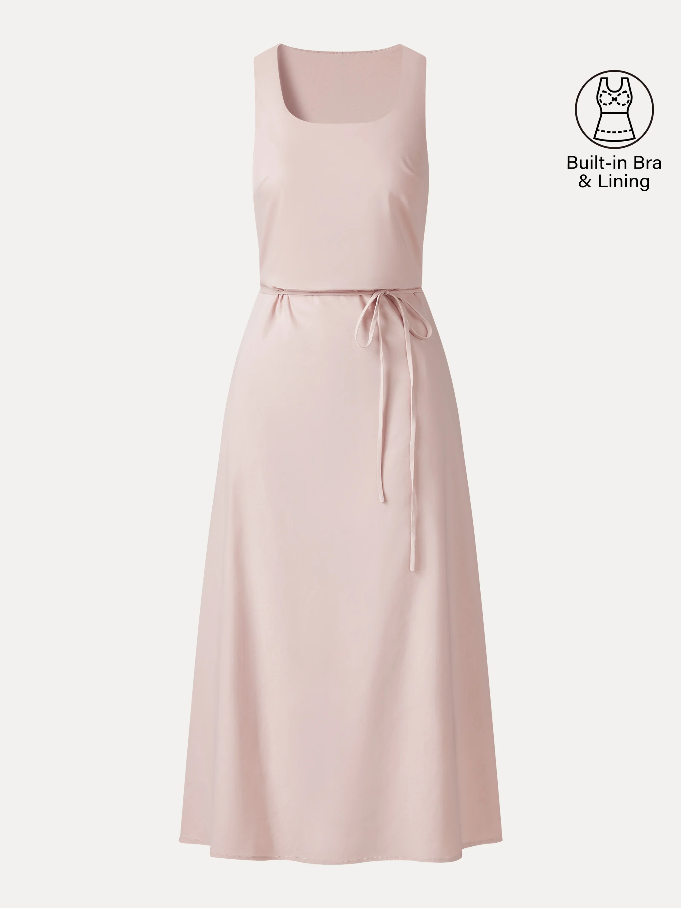 Linen Blend U-Neck Maxi Dress with Pockets - Image 6