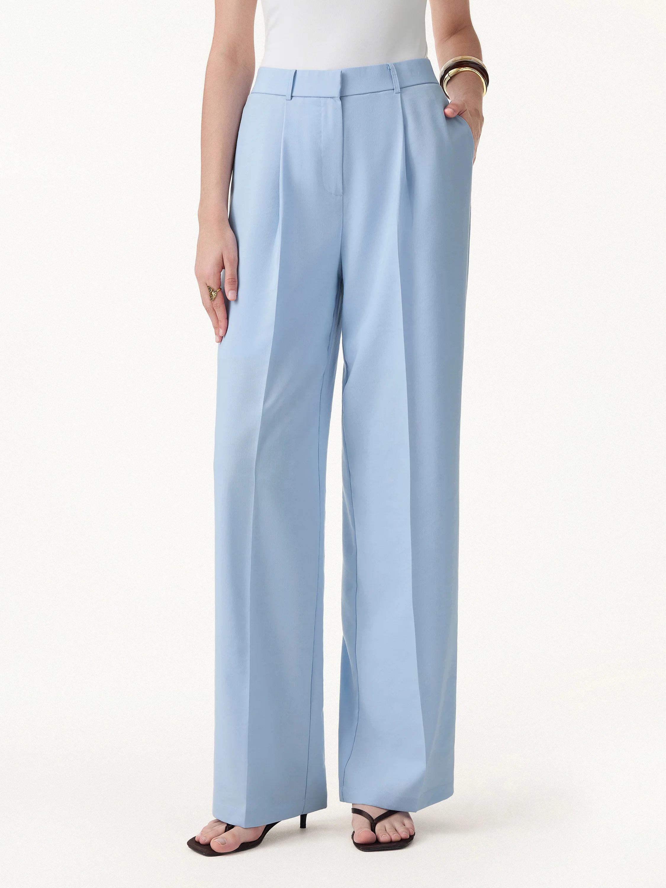 Linen Blend Wide Leg Pants - Image 3