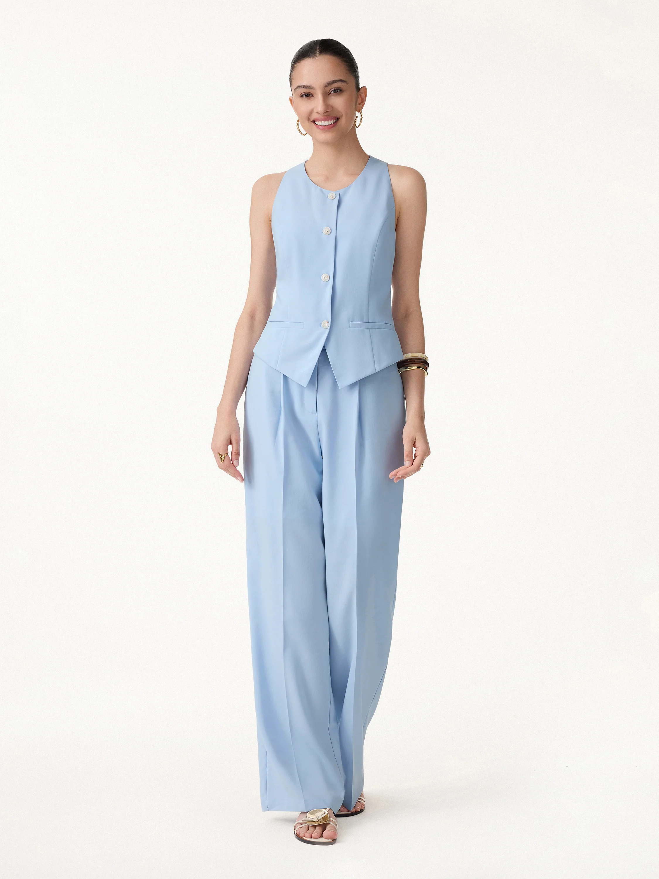 Linen Summer Waistcoat with Pockets - Image 2